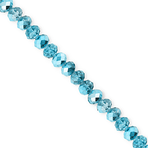 Abalorios faceteados disco 4x3mm Azul verdoso-revestimiento pearl shine