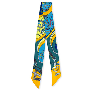Bandana Pa&ntilde;uelo con flor Verde teal-naranja-azul