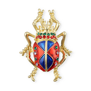 Broches escarabajo con strass Dorado-rojo-azul-verde