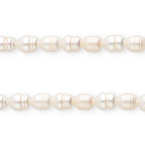 TQ Perlas de agua dulce grano de arroz 7x6mm Blanco natural