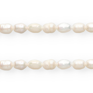 TQ Perlas de agua dulce grano de arroz 7x5mm Blanco natural