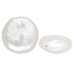TQ Perlas de agua dulce planas redondos Blanco natural