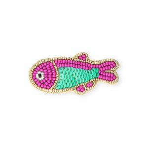 Broches pez Dorado-p&uacute;rpura magenta-verde oc&eacute;ano