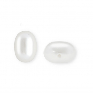 Imitaci&oacute;n de perlas de agua dulce &oacute;valo agujero de enfilado vertical Blanco