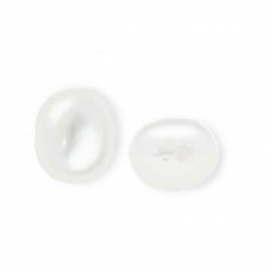 Imitaci&oacute;n de perlas de agua dulce &oacute;valo agujero de enfilado vertical Blanco