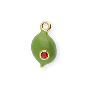BY31&reg; Colgantes de lat&oacute;n Eco-brass con esmalte aceituna Dorado-verde oliva-rojo