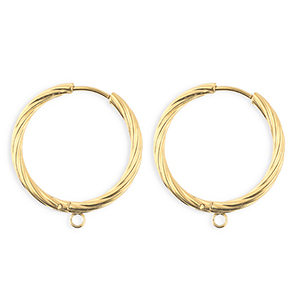 BY31&reg; Fornituras Acero Inox pendientes espiral con anilla Dorado