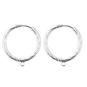 BY31&reg; Fornituras Acero Inox pendientes espiral con anilla Plateado