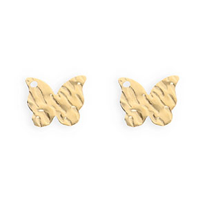 Fornituras Acero Inox pendientes mariposa con anilla Dorado
