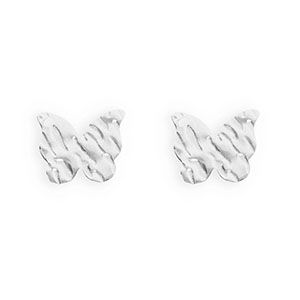 Fornituras Acero Inox pendientes mariposa con anilla Plateado