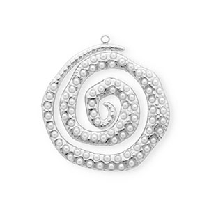 Colgantes Acero Inox espiral con imitaci&oacute;n de perlas Plateado-blanco