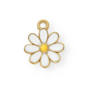 Colgantes Acero Inox con esmalte margarita Dorado-blanco-naranja