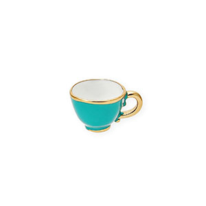 Colgantes Acero Inox con esmalte taza de t&eacute; Dorado-verde teal