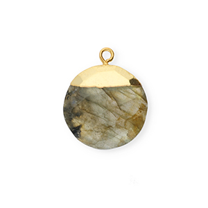 Colgante de piedra natural Labradorita redondos Gris-dorado