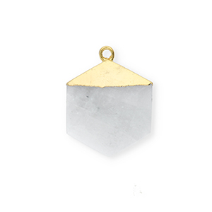 Colgante de piedra natural piedra de luna hex&aacute;gono Blanco-dorado