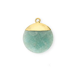 Colgante de piedra natural Feldespato redondos Verde-blanco-dorado