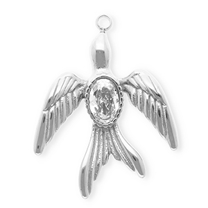 Colgantes Acero Inox con strass golondrina Plateado-cristal