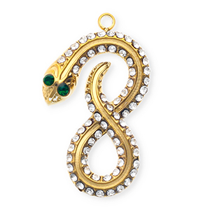Colgantes Acero Inox con strass infinito / serpiente Dorado-cristal-verde