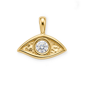 Colgantes Acero Inox con strass ojo Dorado-cristal