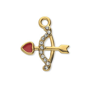 Colgantes Acero Inox con strass arco y flecha Dorado-cristal-rojo