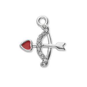 Colgantes Acero Inox con strass arco y flecha Plateado-cristal-rojo