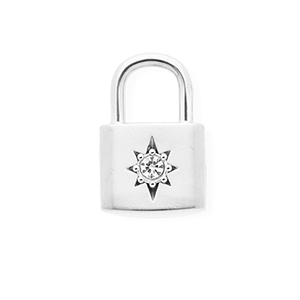 Colgantes Acero Inox con strass candado con estrella Plateado-cristal