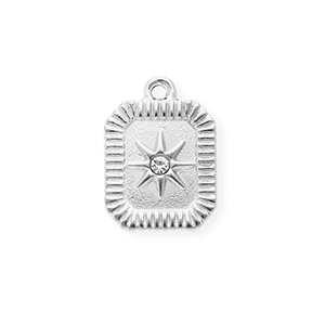 Colgantes Acero Inox con strass cct&aacute;gono alargado Plateado-cristal