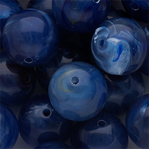 Abalorios acr&iacute;lico 18 mm redondos Azul oscuro-multicolor-blanco m&aacute;rmol