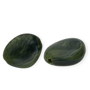 Abalorios acr&iacute;lico irregular Verde musgo-blanco m&aacute;rmol