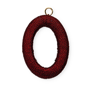 Colgantes acr&iacute;licos con hilo macram&eacute; &oacute;valo Rojo met&aacute;lico-dorado