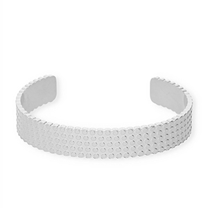 Pulseras Acero Inox bangle puntos Plateado