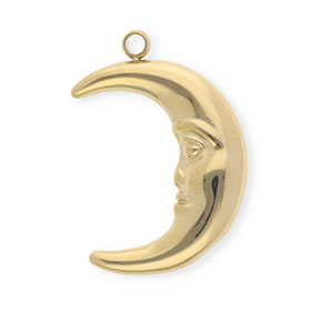 Colgantes Acero Inox luna Dorado