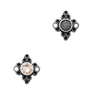 Colgantes/entrepiezas met&aacute;licas TQ con engaste en forma de rombo plata vieja (sin n&iacute;quel)