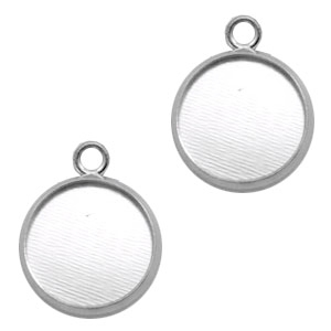 Colgante/engaste met&aacute;lico para cabuch&oacute;n 12mm plata vieja (sin n&iacute;quel)