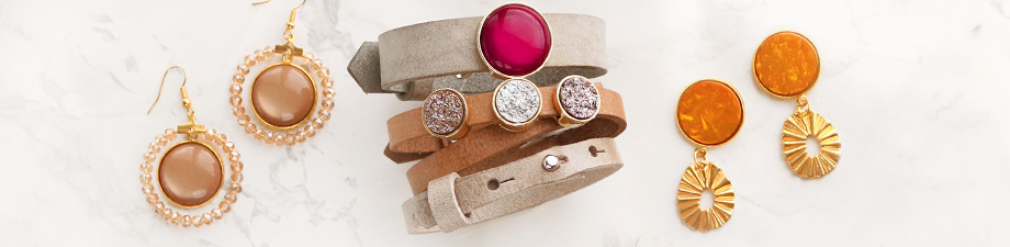 Engaste / corredera Cuoio para 8 mm cuero y cabuch&oacute;n 12 mm