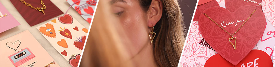 Tarjetas de joyería y dijes DQ corazón para San Valentín Tarjetas de joyería y dijes DQ corazón para San Valentín