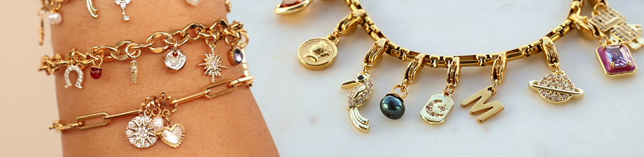 Colgantes y entrepiezas de lat&oacute;n TQ brillantes