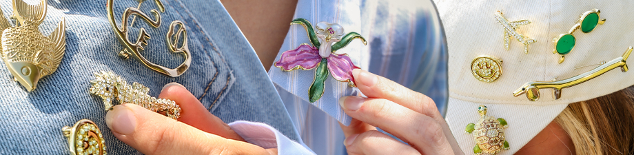 Broches trendy con strass y motivos marinos